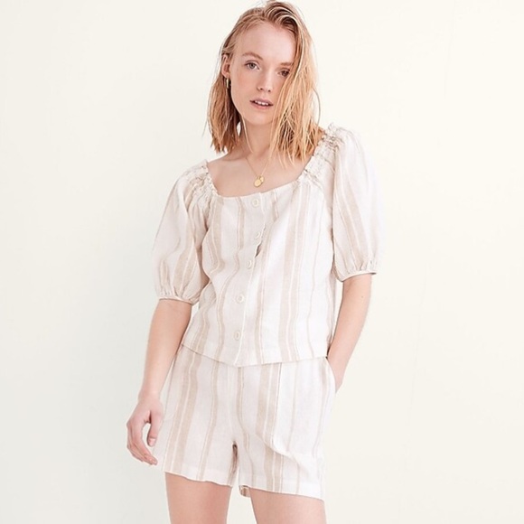 Madewell Cream Striped Linen Blouse - Picture 5 of 7